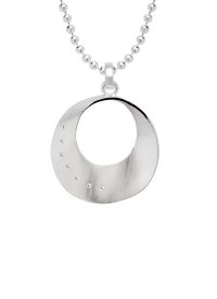 Diamond set silver circular pendant