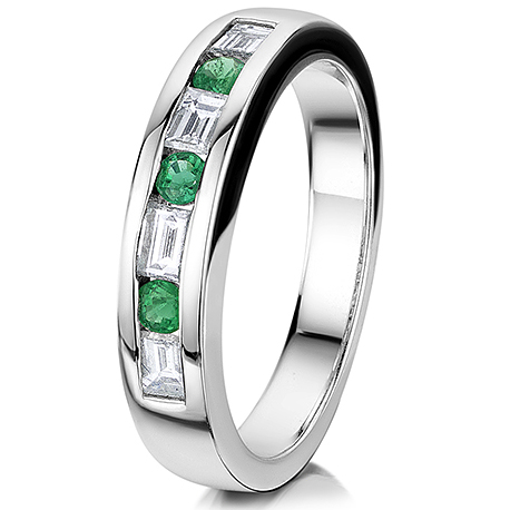 Diamond and Emerald half eternity ring